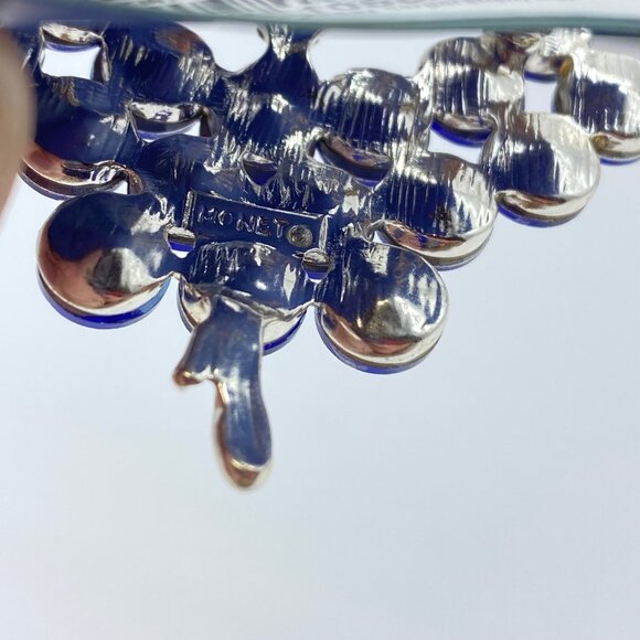 Vintage Monet Silver-Tone Lady Dancer Brooch Pin Royal Blue Crystal Dress Skirt - Picture 6 of 7